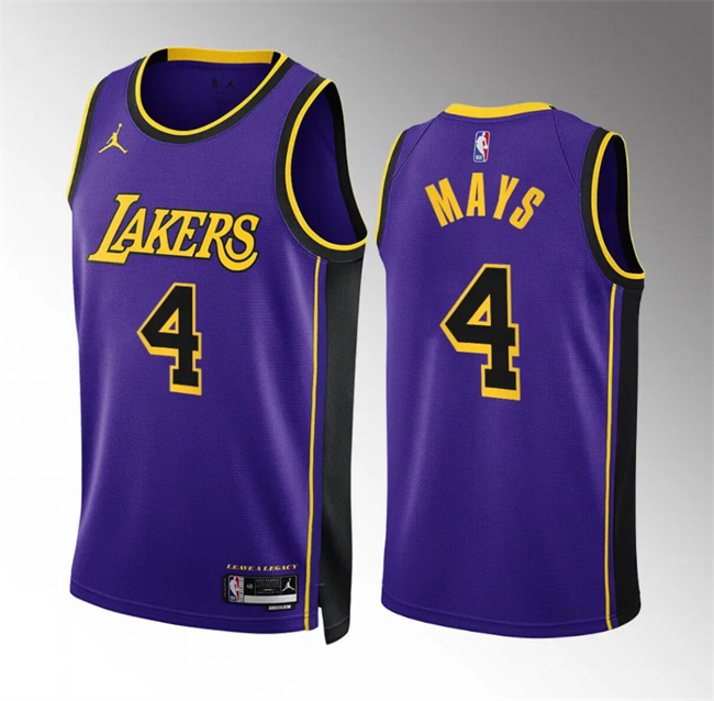 Men's Los Angeles Lakers #4 Skylar Mays Purple Statement Edition Stitched Basketball Jersey